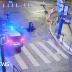 Moment police chase ends in four-car pile-up in Paris