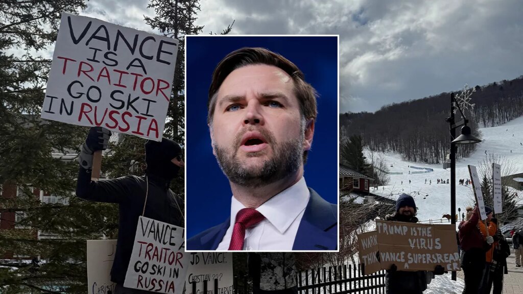 Vermont protesters demonstrate against JD Vance during ski trip