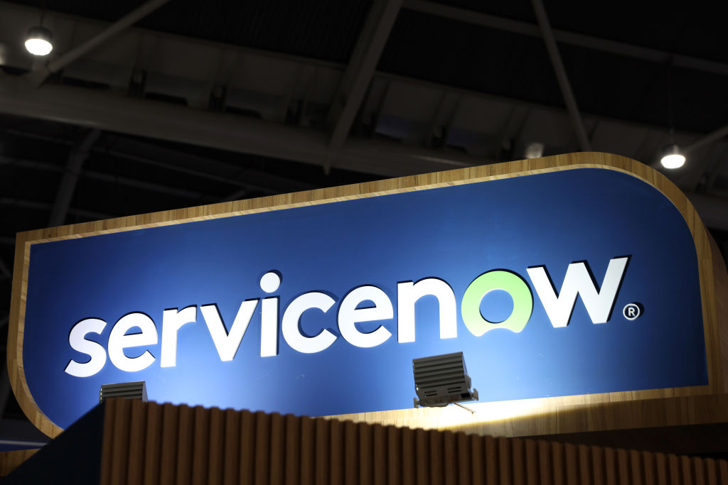 ServiceNow logo at Singapore FinTech Festival in November 2023.