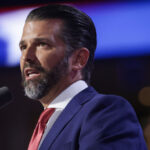 MILWAUKEE, WISCONSIN - JULY 17: Donald Trump Jr., son of former U.S. President Donald Trump waves from the stage after speaking on the third day of the Republican National Convention at the Fiserv Forum on July 17, 2024 in Milwaukee, Wisconsin. Delegates, politicians, and the Republican faithful are in Milwaukee for the annual convention, concluding with former President Donald Trump accepting his party's presidential nomination. The RNC takes place from July 15-18. (Photo by Alex Wong/Getty Images)