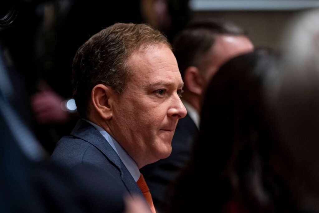 Lee Zeldin, administrator of the US Environmental Protection Agency (EPA), sits in a cabinet meeting.