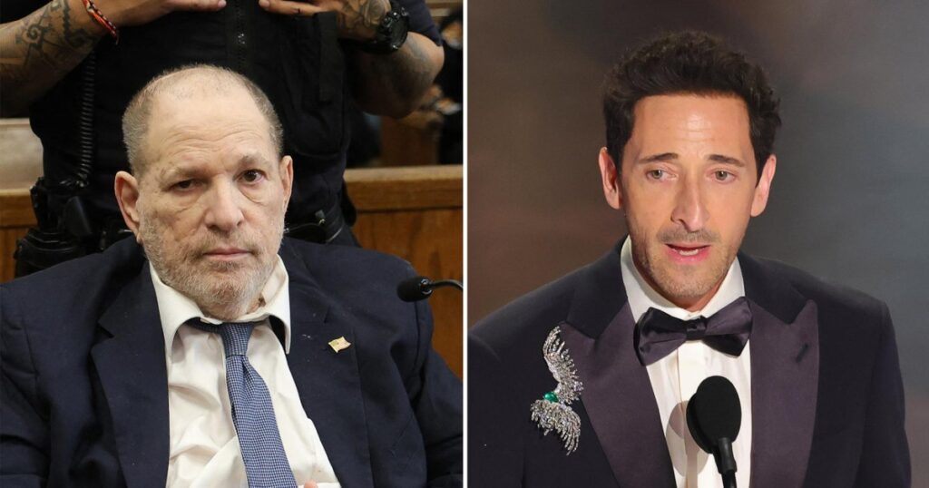 Harvey Weinstein Reacts to Adrien Brody Referencing His Kids at Oscars