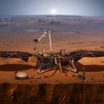 An artist's concept of NASA's InSight lander on Mars.