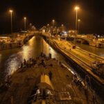 USS Milwaukee prepares to pass through Miraflores lock while transiting the Panama Canal, March 26, 2022.