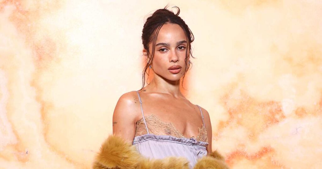 Zoe Kravitz Rocks Nipple-Baring Dress at Paris Fashion Week