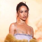 Zoe Kravitz Rocks Nipple-Baring Dress at Paris Fashion Week