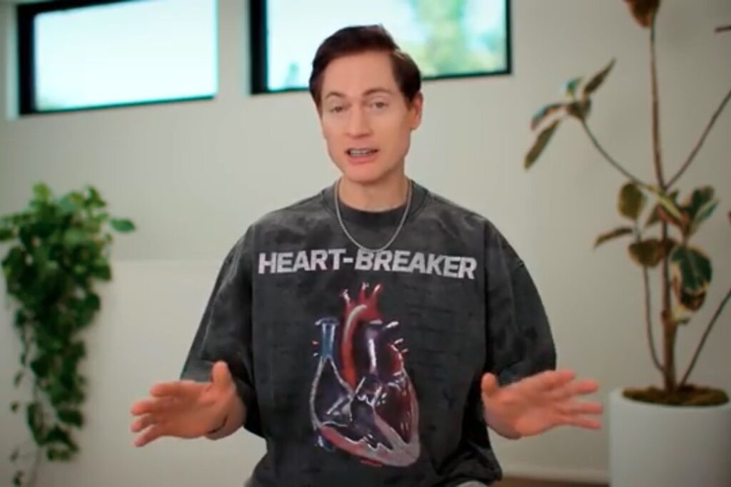 Bryan Johnson in a screenshot from his YouTube video on healthy habits.