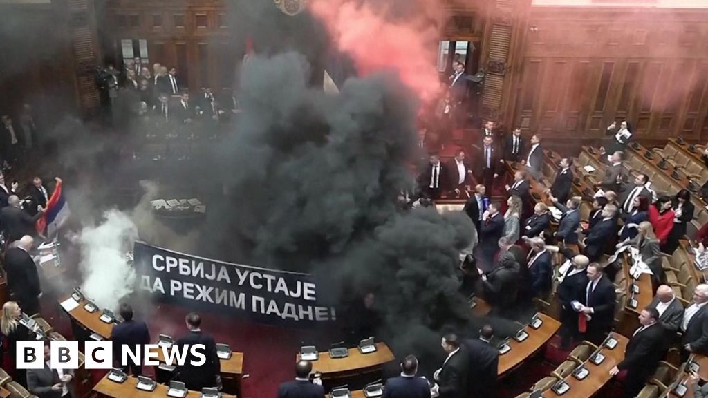 Serbia's opposition under fire for smoke and flare protest in parliament