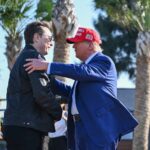 Donald Trump greets Elon Musk