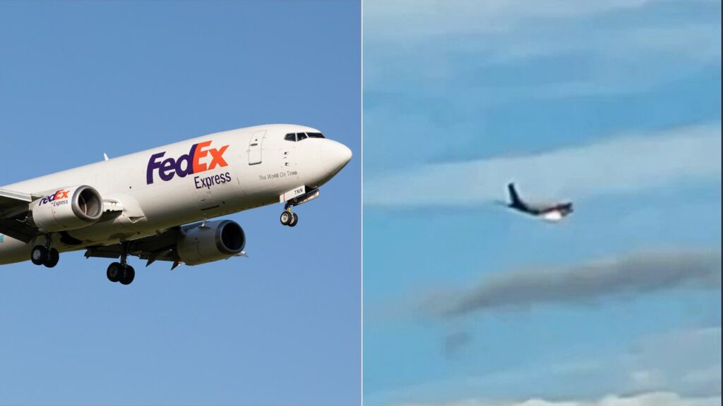 Fedex cargo plane catches fire midair before making emergency landing