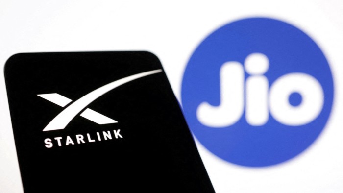 The image shows the Starlink logo and the Jio logo