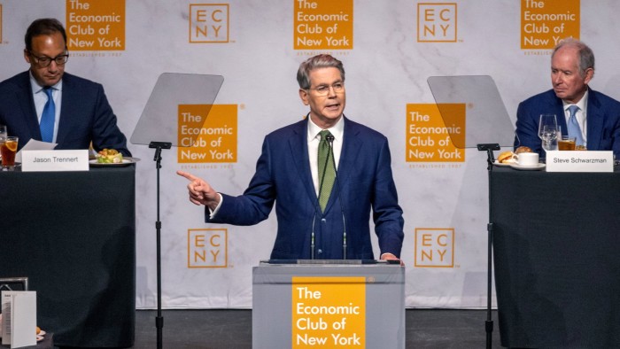 US Treasury secretary Scott Bessent speaks at the Economic Club of New York on March 6 2025 in New York City