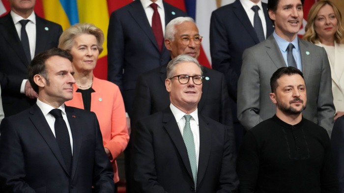 Keir Starmer surrounded by political leaders