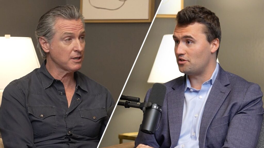 Newsom seeks advice from Turning Point USA founder in first podcast episode