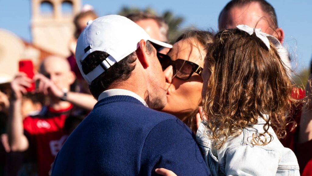 Rory McIlroy and wife share kiss as divorce drama seems in past