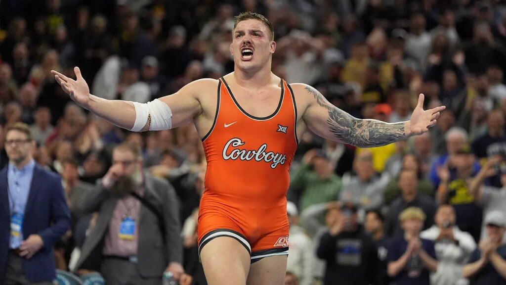 Wyatt Hendrickson salutes Trump after win at NCAA Wrestling Championships